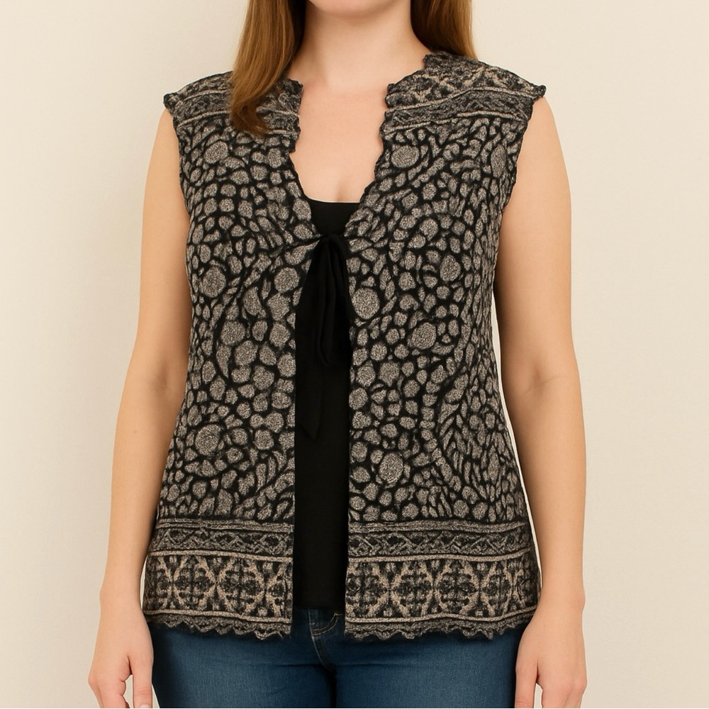 Giselle Shepatin Long Mesh Vest Open Front Cardigan Goth Unique Artsy